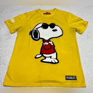 Men’s Peanuts Joe Cool Snoopy Big Embroidered Patch Shirt Size Large